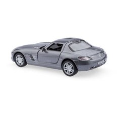 Детская игрушечная коллекционная металическая модель машинки игрушки Kinsmart "Мерседес-Бенц SLS AMG" (металлическая, инерционная) темно-серый 1:36