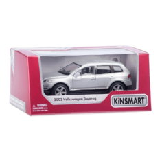 Детская игрушечная коллекционная металическая модель машинки игрушки Kinsmart "Фольцваген Touareg" (металлическая, инерционная) серый 1:38