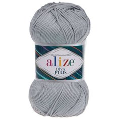 Пряжа для вязания Alize Diva Plus 100г 220м (100% микрофибра акрил) (21 серый), 5 мотков