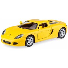 Детская игрушечная коллекционная металическая модель машинки игрушки Kinsmart "Porsche Carrera GT" (металлическая, инерционная) желтый 1:36