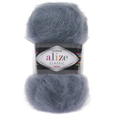 Пряжа ALIZE Mohair classic new 100гр. 200м (25%мохер, 24%шерсть, 51%акрил) (87 угольно-серый) 5 шт