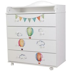 Комод Топотушки Фортуна Воздушные шары ЛДСП белый+принт 4 ящика арт. 46 800/4