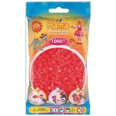 Бусинки для термомозаики "Midi", 1000 штук, цвет: красный, неон Hama