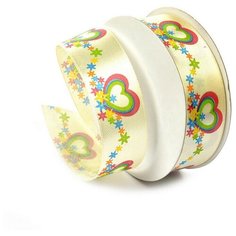 Лента атласная с рисунком "Ideal", 25 мм x 10 м