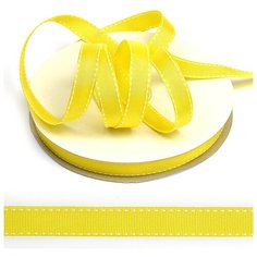 Лента репсовая в рубчик "Ideal", цвет: 015 желтый, 15 мм x 45,7 м