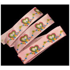 Лента атласная с рисунком "Ideal", цвет: розовый, 25 мм x 10 м