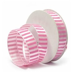 Лента атласная с рисунком "Ideal", 15 мм, 9,14 м, цвет: розовый (66)