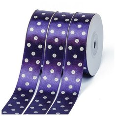 Лента атласная в горошек "Ideal", цвет: 476 фиолетовый, 25 мм, 27,4 м