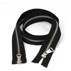 Молния металлическая, №5, никель, шлифованное звено, 2 замка, 75 см, цвет: F322 черный (10 молний в комплекте) Ideal