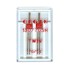 Иглы для бытовых швейных машин "Organ Needles" (для декорирования), двойные, №70/1.6, 2 штуки, арт. 130/705H