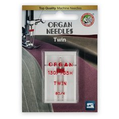 Игла для бытовых швейных машин "Organ Needles", двойная, №80/4, 1 штука