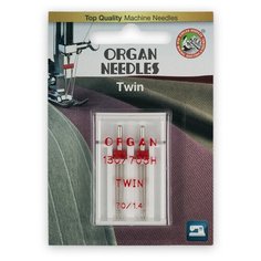 Иглы для бытовых швейных машин "Organ Needles" (двойные), №70/1.4, 2 штуки, арт. 130/705H
