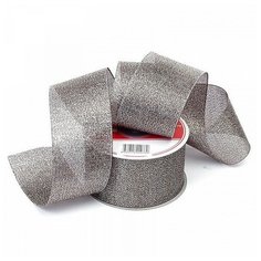 Лента с люрексом "Ideal", 50 мм x 22,85 метра, цвет: черный, серебро (139)