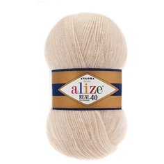 Пряжа для вязания Alize Angora real 40 100 гр. 480м (40% шерсть, 60% акрил) (67 молочно-бежевый), 5 мотков