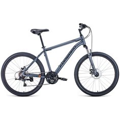 Велосипед FORWARD HARDI 26 2.0 disc (26" 21 ск. рост 17") 2020-2021, серый матовый/черный, RBKW1M66Q021