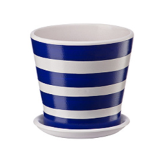 Горшок ENGARD с поддоном Полосочки BH-64-11 11.5 х 10.7 см синий