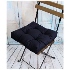 Подушка декоративная для сидения на стул без завязок MATEX MONOCHROME, темно-синий, чехол не съемный, хлопок, 40х40 см Матекс