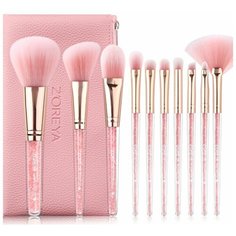 Набор кистей для макияжа ZOREYA crystal pink 10 шт.