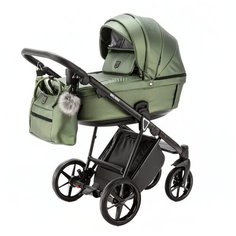 Коляска универсальная Adamex Belissa Deluxe 3 в 1, SM-14 - зеленая перламутр кожа