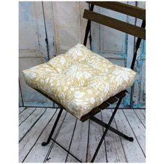 Подушка декоративная для сидения на стул без завязок MATEX PRINTED бежевый, чехол не съемный, хлопок, 40х40 см Матекс