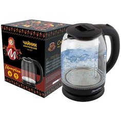 Чайник электр. "Матрёна" MA-007 1,8 Л стекло, пластик (черный)