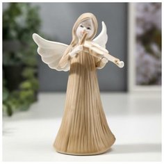 Сувенир керамика "Ангел-девочка в длинном платье, со скрипкой" 14,7х6,3х8,7 см 4059478 Сима ленд