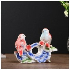 Сувенир керамика "Две птички с розами" 12,5х16,5х6,5 см 4444839 Сима ленд