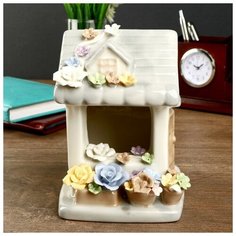 Сувенир керамика световой "Цветочный домик" 14,5х10,5х12 см 4071163 Сима ленд