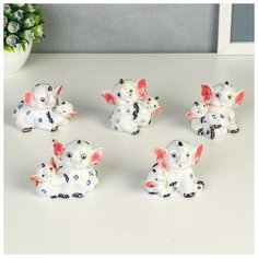 Сувенир керамика "Слонята в цветочек" набор 5 шт 6,9х4,7х7,5 см 4978237 Сима ленд