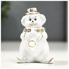 Сувенир керамика "Клоун-трубач" белый с золотом 9,5 см 5182140 Сима ленд