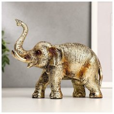 Сувенир полистоун "Золотой слон" 13х16,8х6,5 см 5101661 Сима ленд