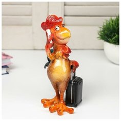 Сувенир полистоун лак "Петух с чемоданом" 18,5х8,8х15 см 4825413 Сима ленд