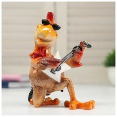 Сувенир полистоун лак "Петух гитарист" 14,5х11х14,8 см 4825411 Сима ленд