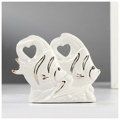 Сувенир керамика "Две белые рыбки" 8х10,3х3 см 5032704 Сима ленд