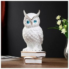 Сувенир керамика "Белый филин на книгах" с золотом 29х14,5х14 см 4467236 Сима ленд