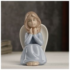 Сувенир керамика "Девушка-ангел в голубом платье призадумалась" 8х5х5,5 см 3640515 Сима ленд