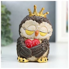 Сувенир полистоун "Совушка с сердечком в короне" 9,8х6,5х6,7 см 4997363 Сима ленд
