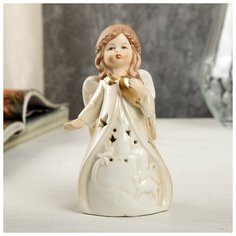 Сувенир керамика световой "Ангел-девочка в платье с Вифлеемской звездой" 11,2х4,8х6,7 см 4059456 Сима ленд
