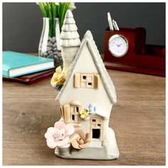 Сувенир керамика световой "Домик с цветами 2 этажа" 17х9х9,5 см 4071161 Сима ленд