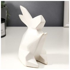Сувенир керамика 3D "Белый заяц" 18х12,5х8,5 см 5165102 Сима ленд