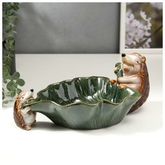 Сувенир вазон керамика "Ёжики с листом" 12х26,5х15,5 см 842869 Сима ленд