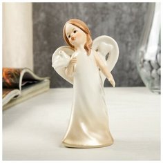 Сувенир керамика "Ангел девочка в кремовом платье с голубем" 12х6,5х5,3 4059441 Сима ленд