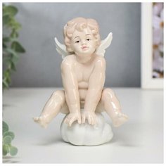 Сувенир керамика "Ангелочек-карапуз на облаке" 14х10х7,5 см 5240703 Сима ленд