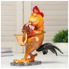 Сувенир полистоун лак "Петух играет на трубе" 17,7х10,5х14,5 см 4825414 Сима ленд