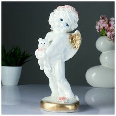 Фигура "Ангел с Мишкой" перламутр 30х13х13см 4379206 Хорошие сувениры