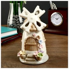 Сувенир керамика световой "Мельница с цветами" 15х9х8 см 4071159 Сима ленд