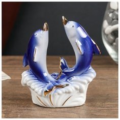 Сувенир керамика "Дельфинчики" синие с золотом 9,5х3,8х8,5 см 4785375 Сима ленд