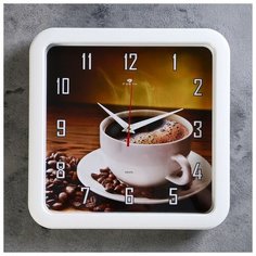 Часы настенные квадратные "Чашка кофе", 30х30 см (рубин) 2421818