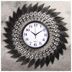 Часы настенные, серия: Ажур, "Спираль с кристаллами", белые, d=59 см 1030964 Сима ленд