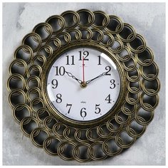 Часы настенные "Классика" d=31 см, корпус чёрный с золотом , плавный ход 5865090 Рубин